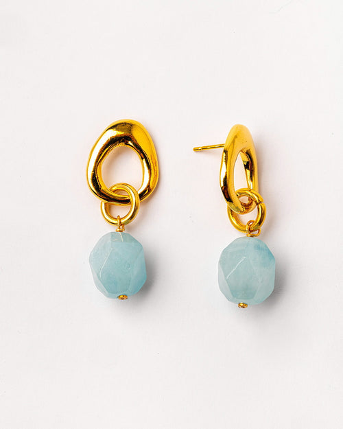 24k Gold Plated Aquamarine Earrings 