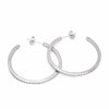 Large Square Silver Hoop Earrings with Zirconia Contour 44 mm