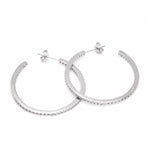 Grandes Boucles d'Oreilles Créoles Carrées en Argent avec Contour en Zircone