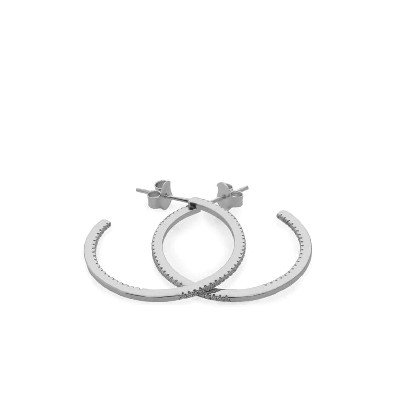 Pendientes Aro Plata Mini Engaste Circonitas Blancas Modelo Grande