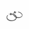 Large Silver Square Hoop Earrings with Black Zirconia Contour 34 mm