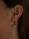 Hoop Earrings with Silver Stones with Gold Plated Adamantine Quartz