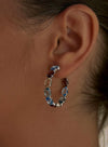 Hoop Earrings with Silver Stones Adamantine Quartz in Blue Tones