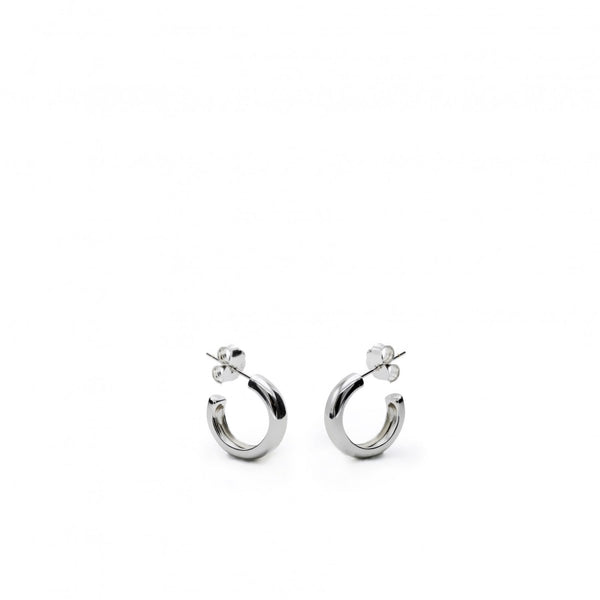 Small Silver Hoop Earrings Thick Design