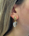 24k Gold Plated Quartz Leaf Earrings 