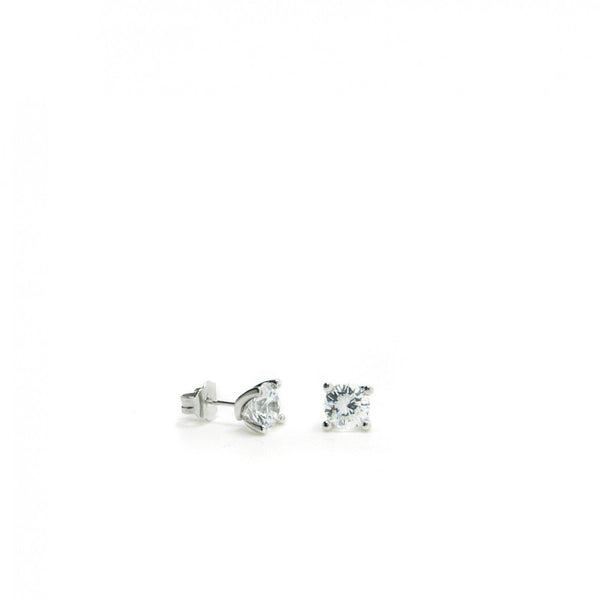 Conception de boucles d'oreilles bouton en argent avec agrafes et zircone