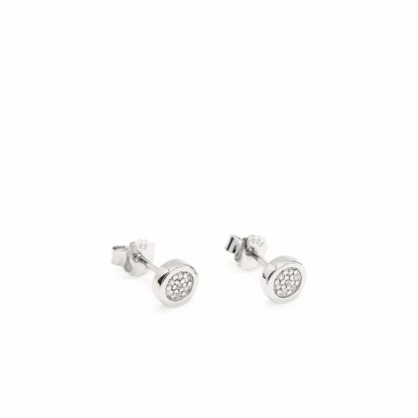 Petites boucles d'oreilles style dormeuse en argent brillant