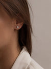 Petites boucles d'oreilles style dormeuse en argent brillant