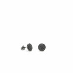 Small Shiny Earrings Ruthenium Silver Circle Motif 8 mm