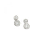 Boucles d'oreilles en argent avec doubles diamants et zircons