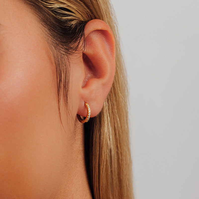 Gold Hoop Earrings with Zirconia