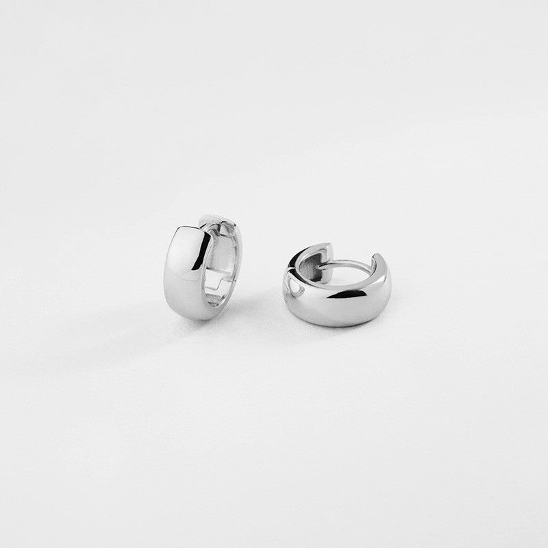 Thick Silver Hoop Earrings