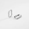 Thick Rectangular Hoop Earrings with Zirconia