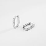 Thick Rectangular Hoop Earrings with Zirconia