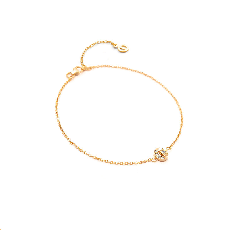 Pulsera Luna Y Estrella Circonita Gold