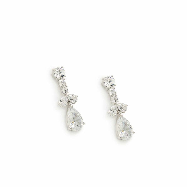 Small Classic Silver Teardrop Bridal Earrings