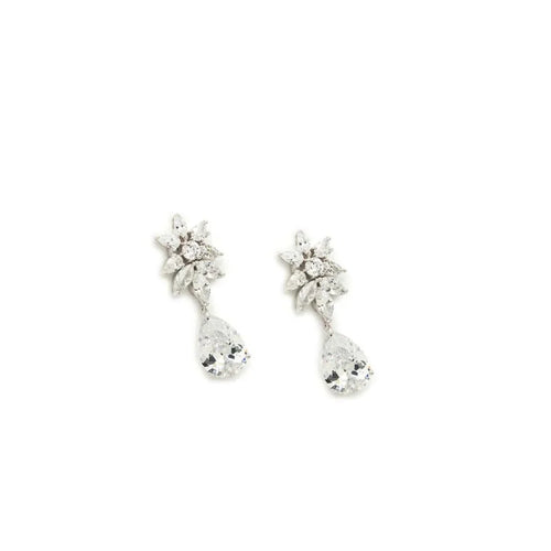 Pendientes de Novia Pequeños Plata Festivos con Diseño Floral