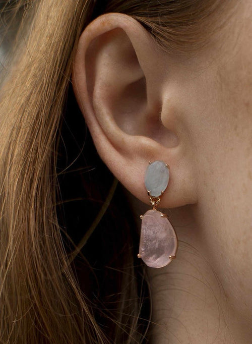 Natural Stone Earrings Silver with Semi-Precious Stones