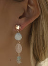 Boucles d'oreilles pendantes en pierre naturelle avec placage en or