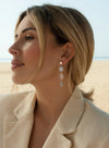 Boucles d'oreilles pendantes en pierre naturelle avec placage en or