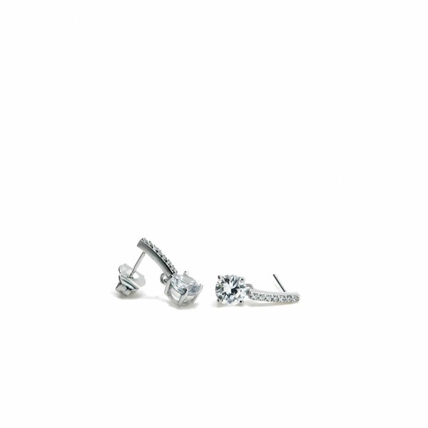 Small shiny stick design earrings with zirconia