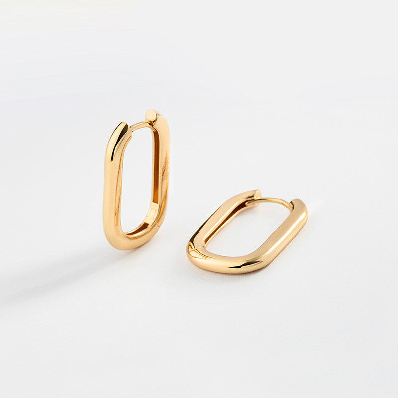 Gold Rectangular Hoop Earrings