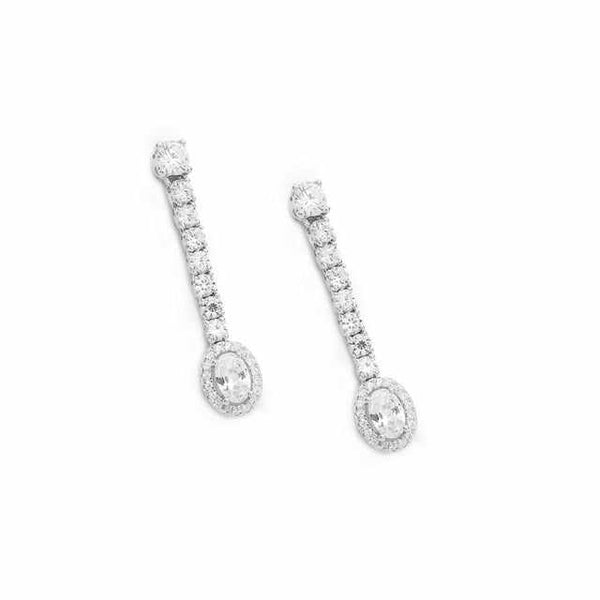 Boucles d'oreilles longues en argent brillant, design fin