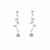 Boucles d'oreilles longues et fines design nature avec zircone