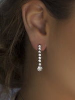 Long Silver Bridal Earrings Rigid Linear Design