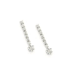 Long Bridal Earrings Silver Rigid Linear Design