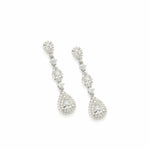 Long Silver Bridal Earrings with Different Sizes