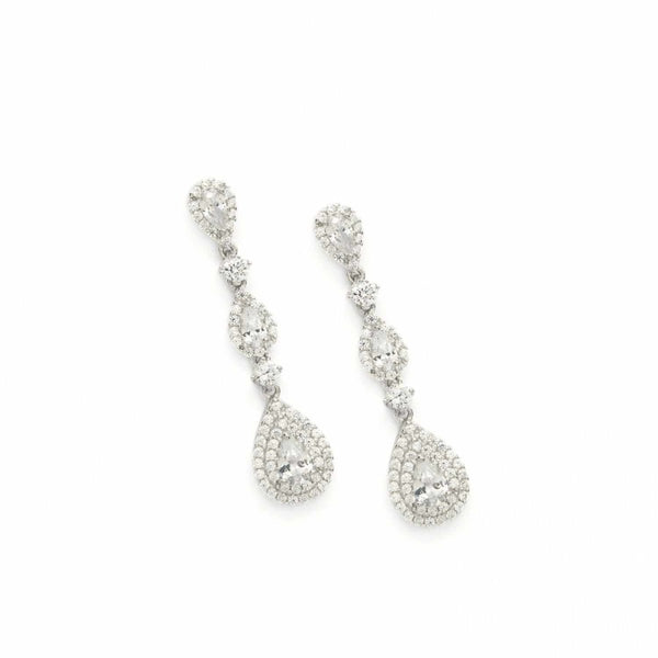 Long Silver Bridal Earrings with Different Sizes