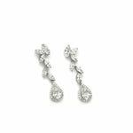 Longues boucles d'oreilles de mariée en argent, conception linéaire