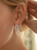 Boucles d'oreilles de mariée longues en argent style nature