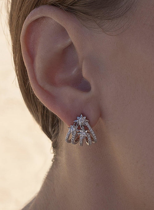 Original claw design earrings with zirconia rails