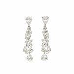 Elegant Long Sparkling Silver Bridal Cascading Earrings