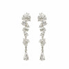 Long Silver Bridal Earrings with Sparkling Mobiles and Cascade