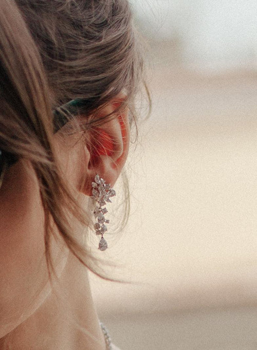 Bridal Earrings in Silver and Zirconia with Different Sizes