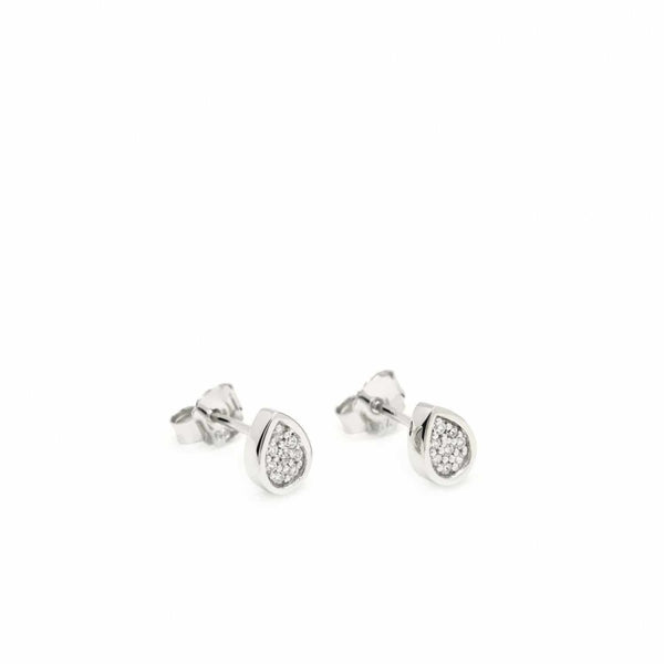 Small Shiny Silver Drop Motif Earrings 7.5 mm