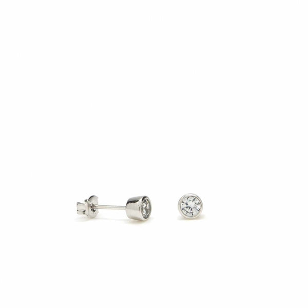 Small Silver Earrings Basic Circular Design with 5 mm Zirconia