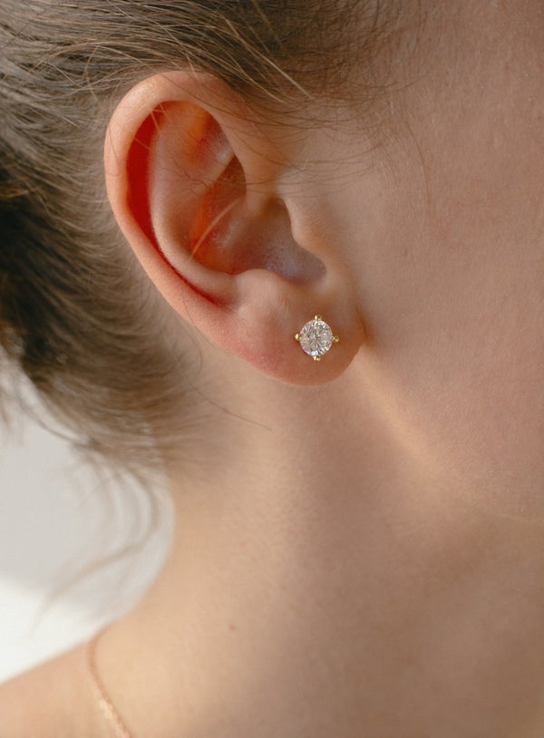 Small Geometric Design Earrings with 6.3 mm Zirconia