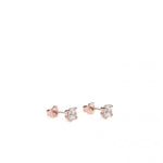 Pendientes Pequeños Diseño Geométrico Baño Rosa 6.3 mm