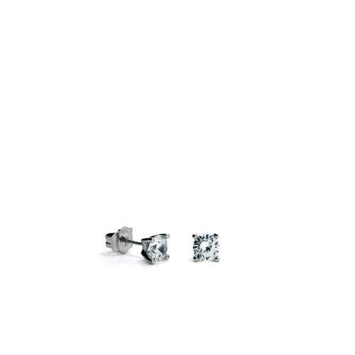 Petites Boucles d'Oreilles Argent Design Géométrique et Zircone