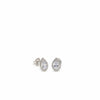 Small Silver Shiny Earrings with Oval Motif and 10 mm Zirconia