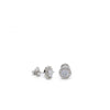 Small Silver Shiny Earrings with Round Motif and 8 mm Zirconia