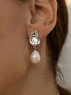 Irregular Liquid Design Pearl Dangle Earrings