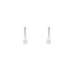 Pearl pendant earrings with zircon design with movement