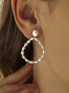 Pear-shaped pearl hoop earrings