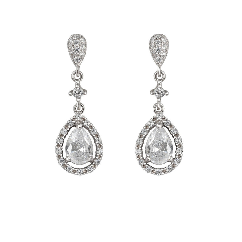 Petites boucles d'oreilles de mariée festives en argent avec motif floral