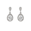 Short Bridal Earrings Drop Oval Rosette